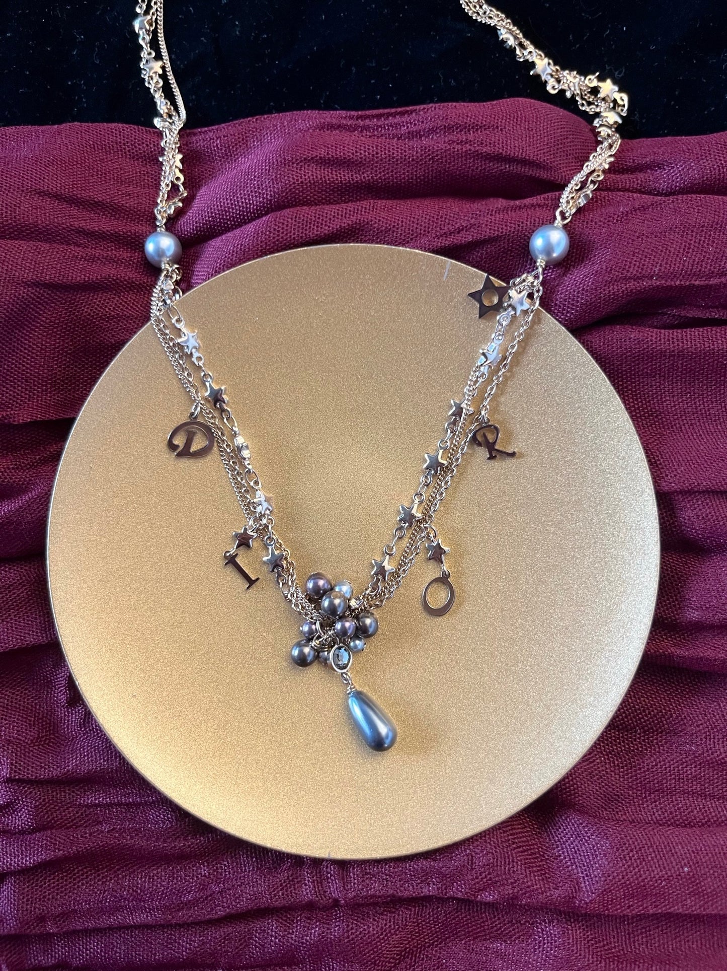 Vintage Dior Purple Pearl Starfall Double-Layer Necklace