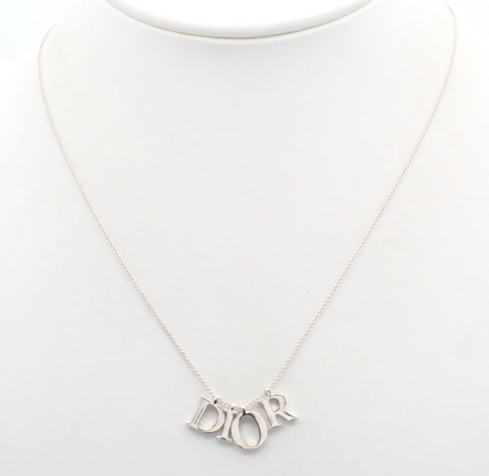 Vintage Dior Classic Silver Logo Necklace