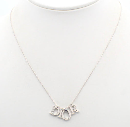 Vintage Dior Classic Silver Logo Necklace