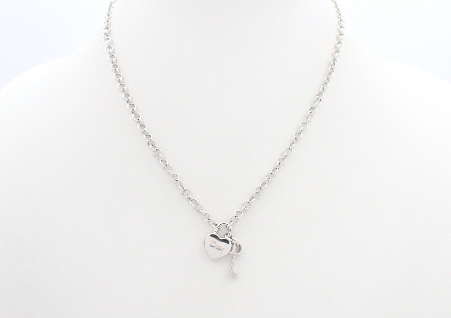 Vintage Dior Silver Heart Lock Necklace
