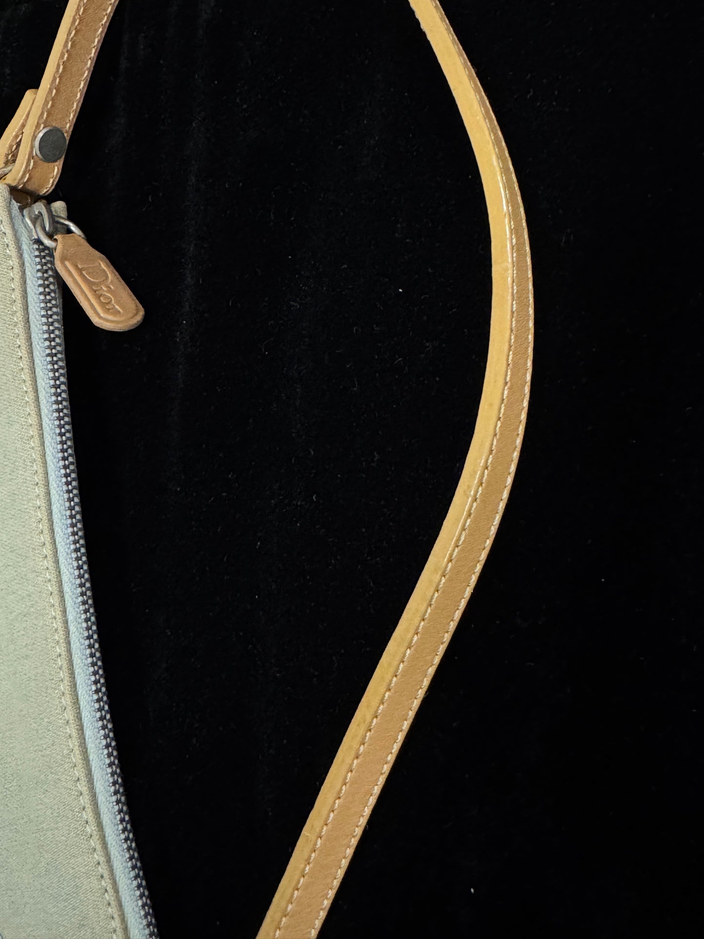 Dior Vintage Mini Saddle-Inspired Light Blue Washed Denim Canvas Shoulder Bag