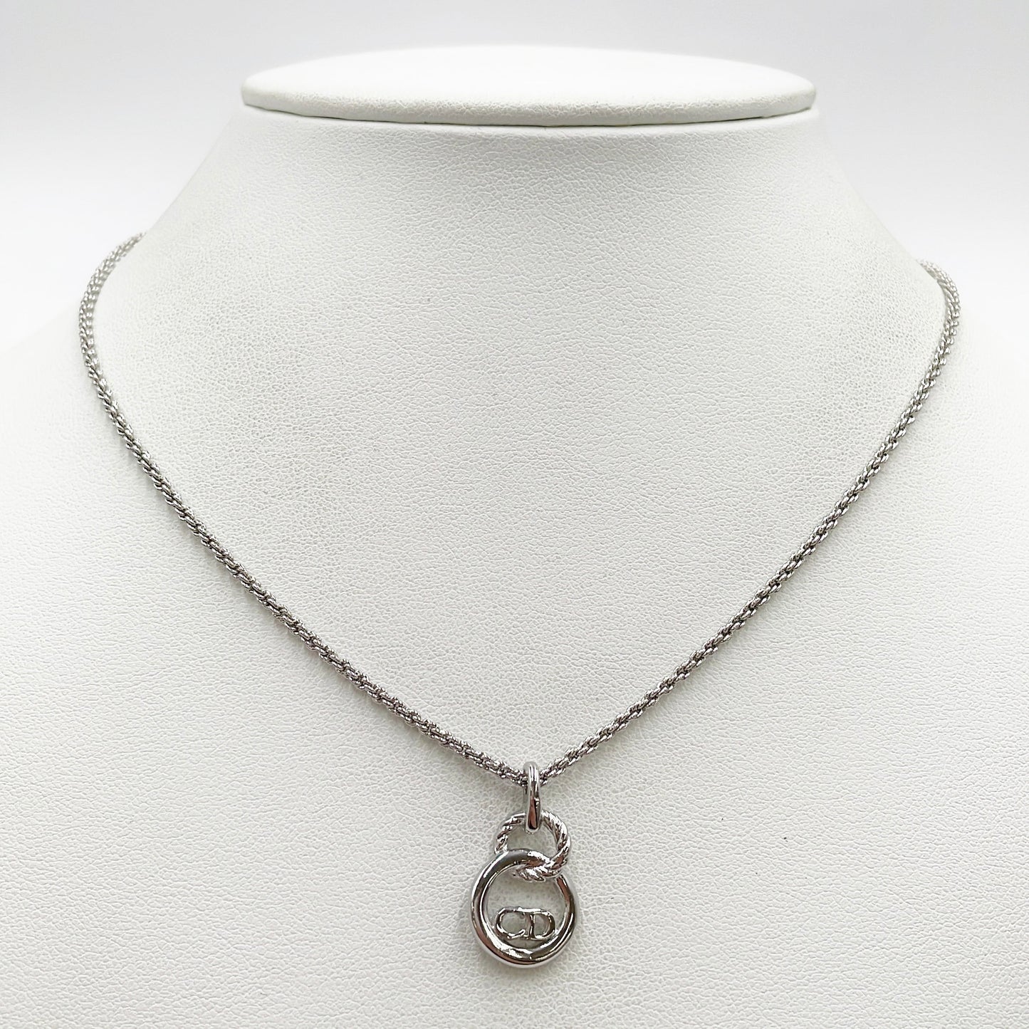 Dior Vintage Silver-Tone Twisted Loop Logo Necklace