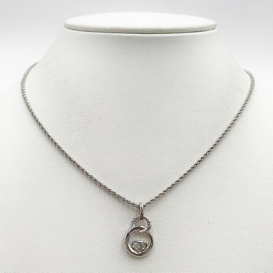 Dior Vintage Silver-Tone Twisted Loop Logo Necklace