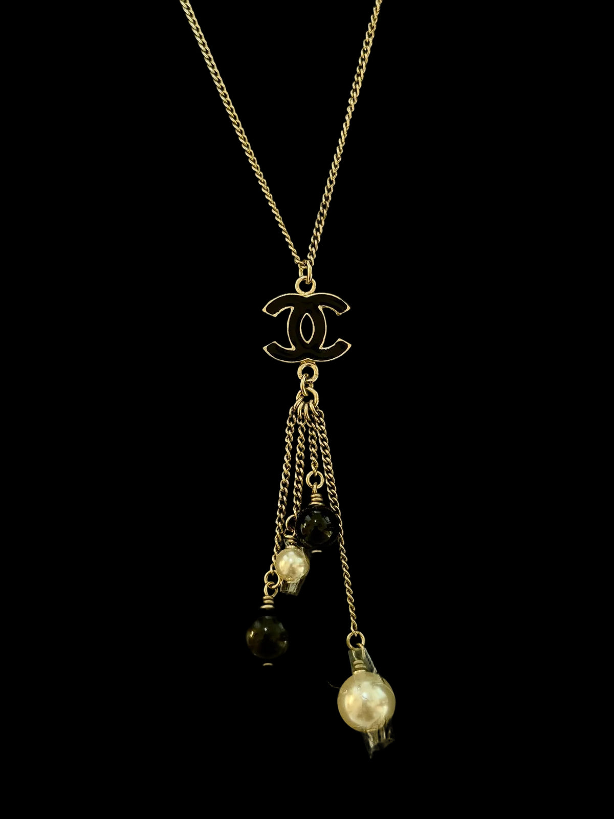 Chanel 2018 CC Pearl & Chain Tassel Necklace