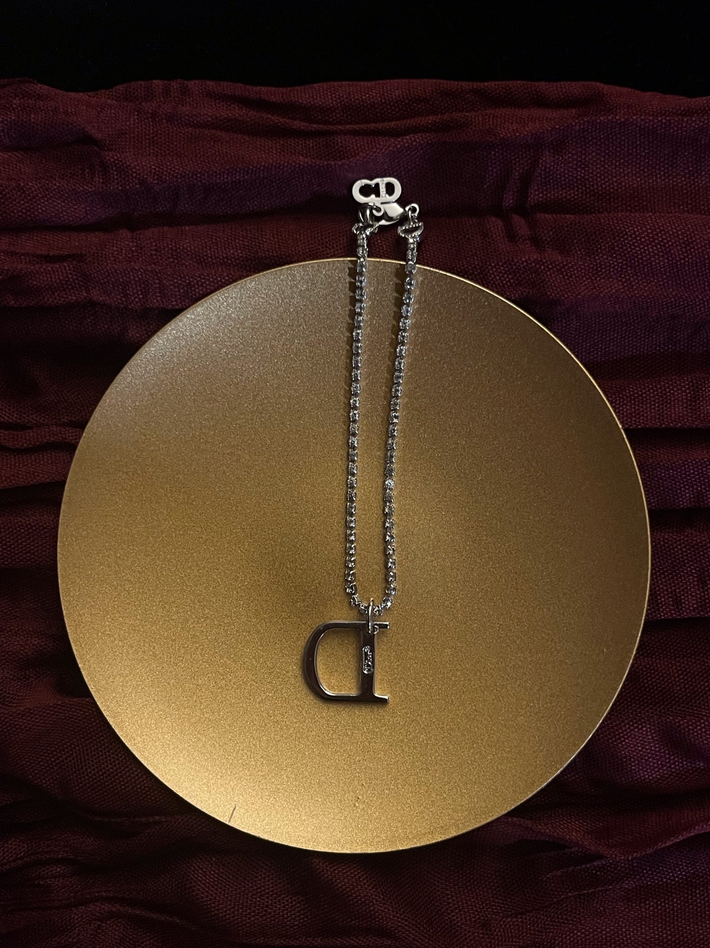 Vintage Dior Silver-Tone Pavé “D” Logo Bracelet