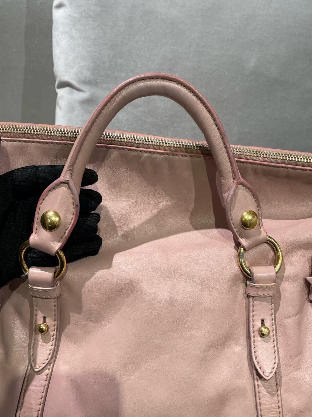 Miu Miu Vitello Lux Bow Satchel – Pink