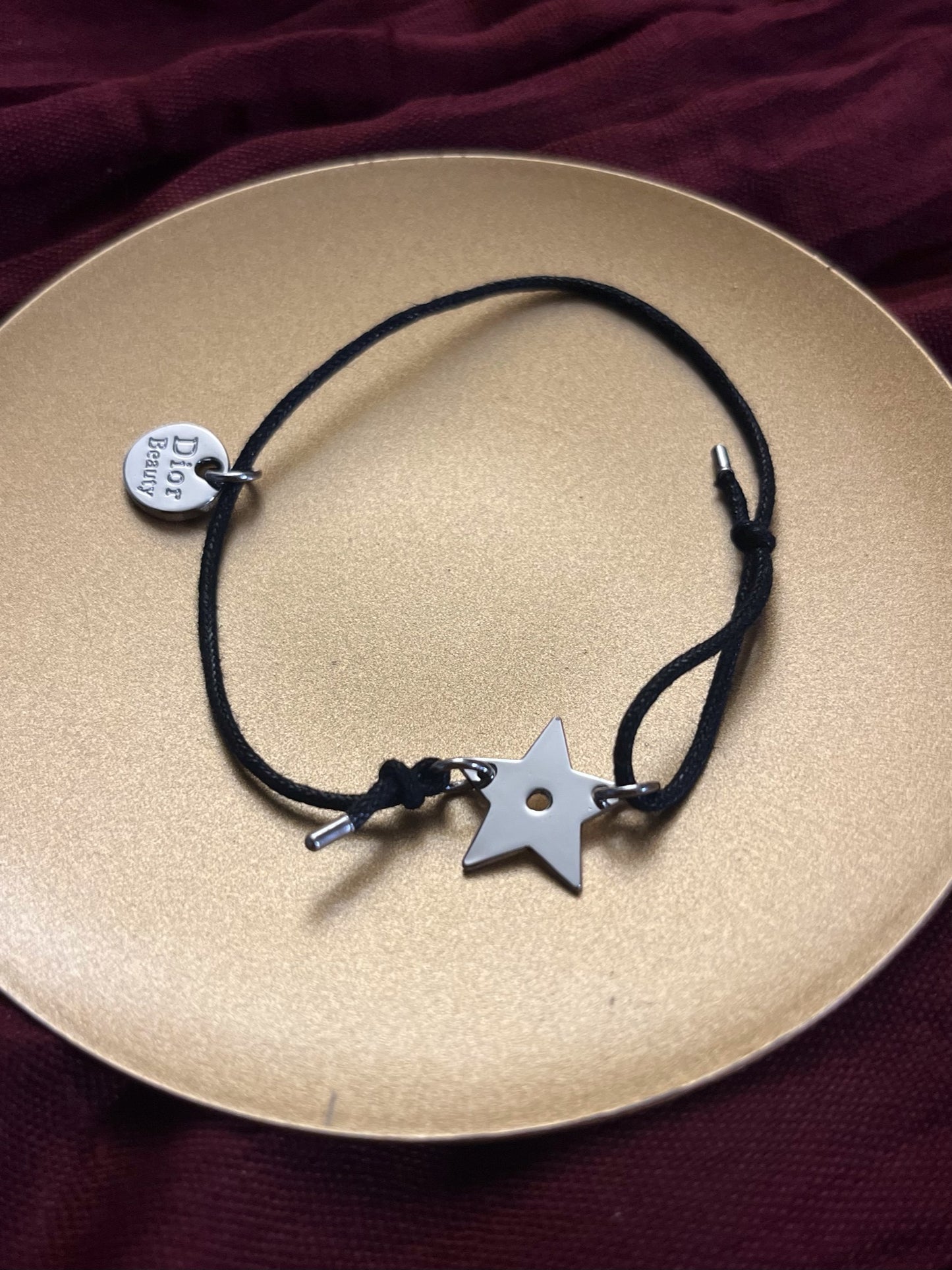 Dior Adjustable Cord Bracelet Set – Black Star & Pink Hand Charm