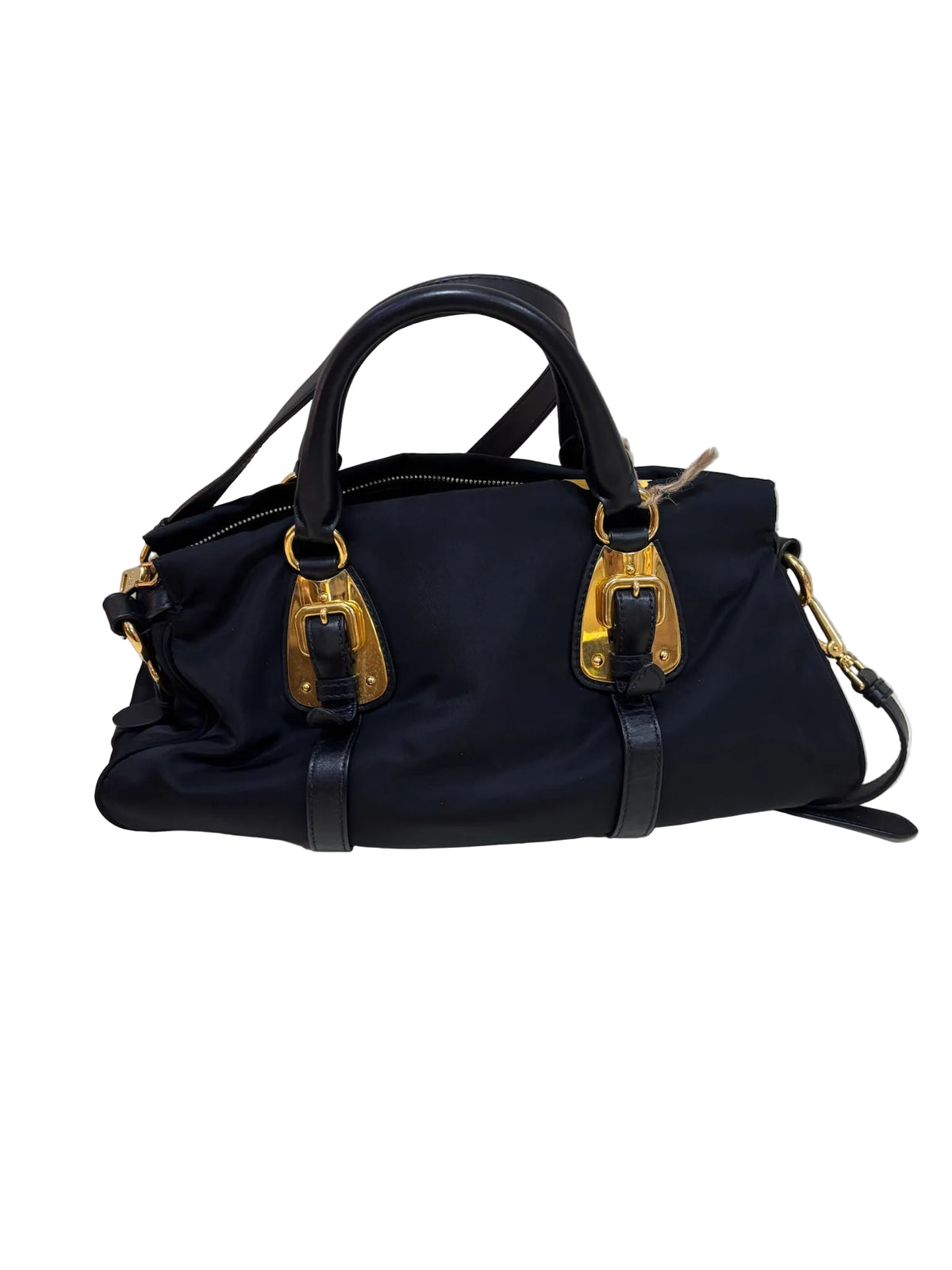 Prada Tessuto Leather and Nylon-Trim Handbag – Black