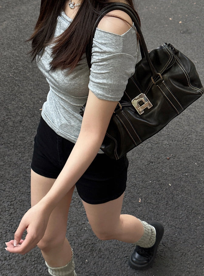 Prada Vintage Black Leather Shoulder Bag