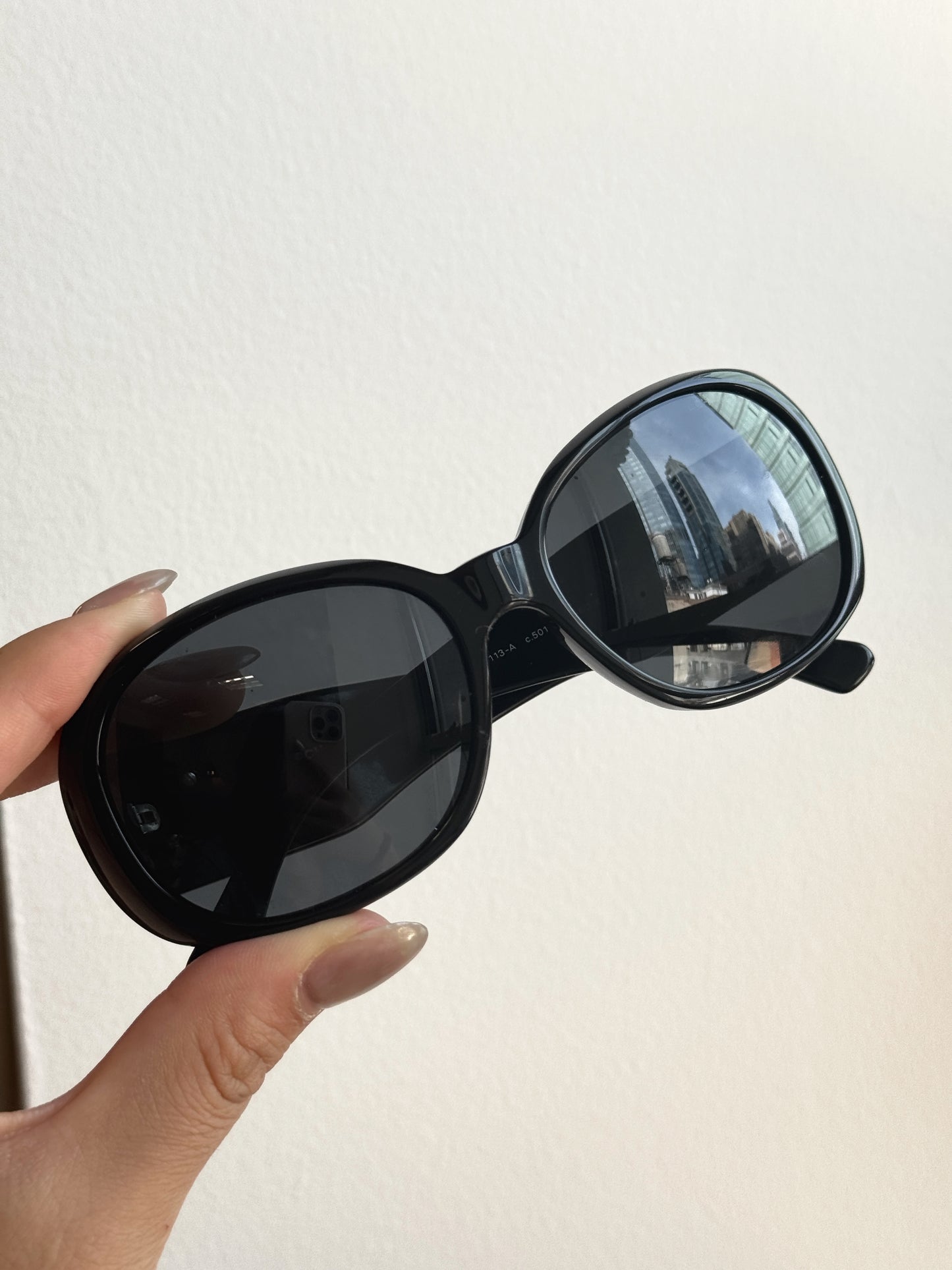 Chanel Vintage “Camellia Chic” Black Oval Sunglasses