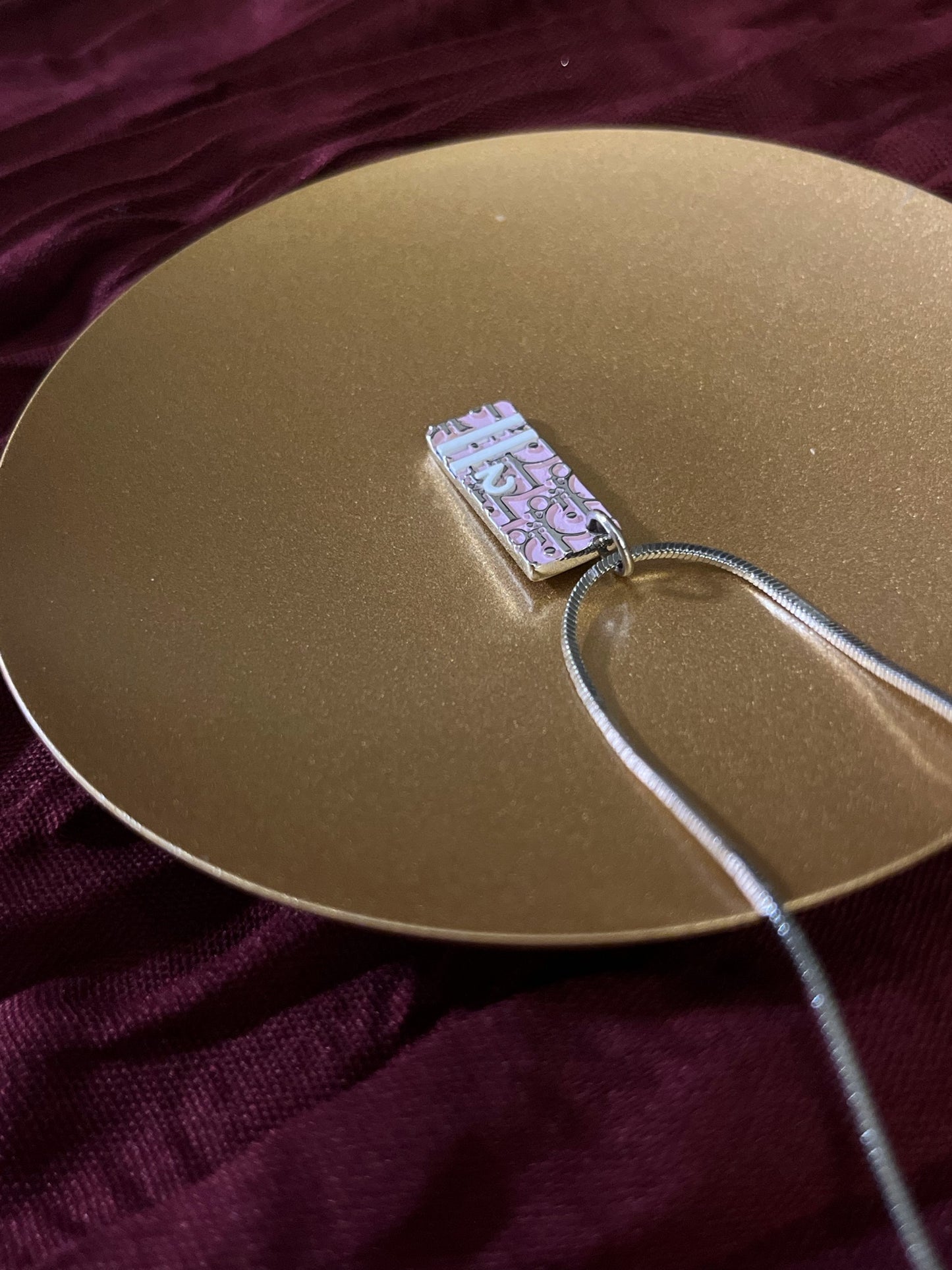 Vintage Dior Rasafari Collection Pink “No. 2” Sports Tag Necklace