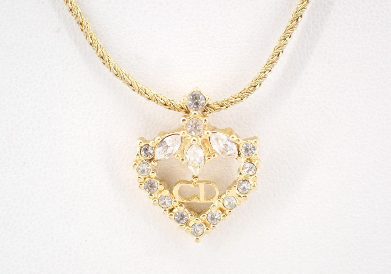 Vintage Dior Ice Heart CD Crystal Necklace