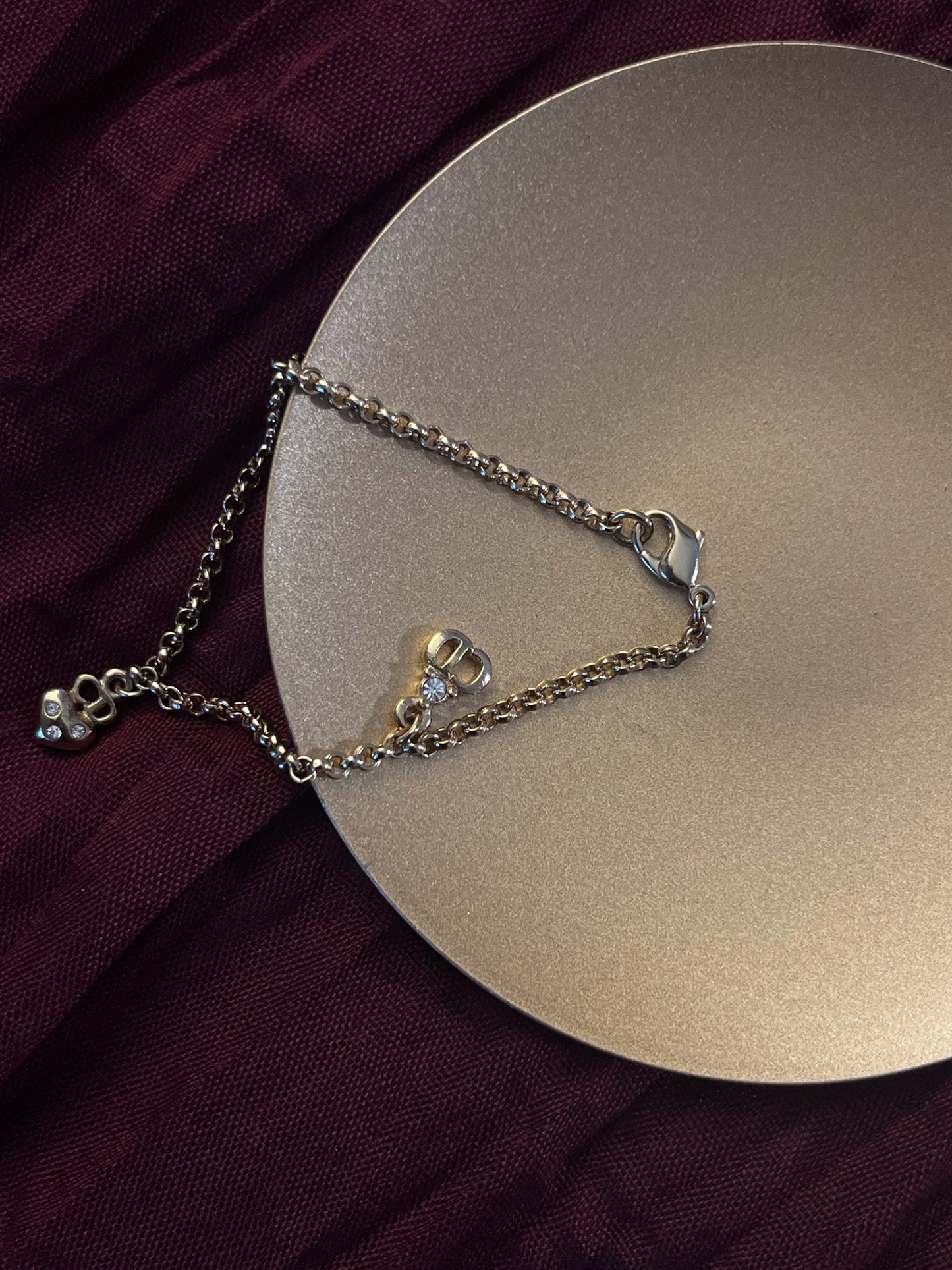 Dior CD Heart Charm Chain Bracelet