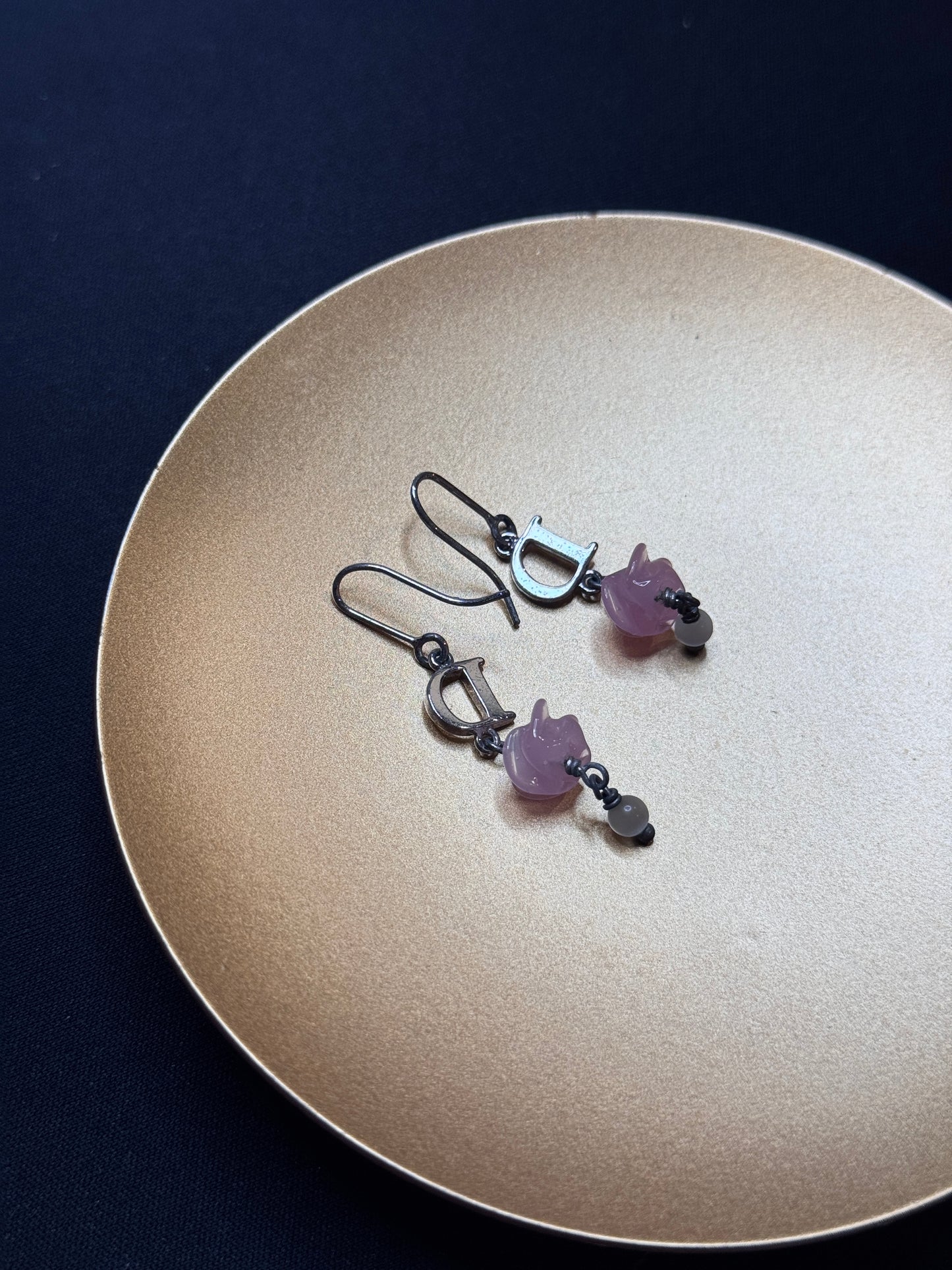 Vintage Dior Pink Glass Drop “D” Earrings