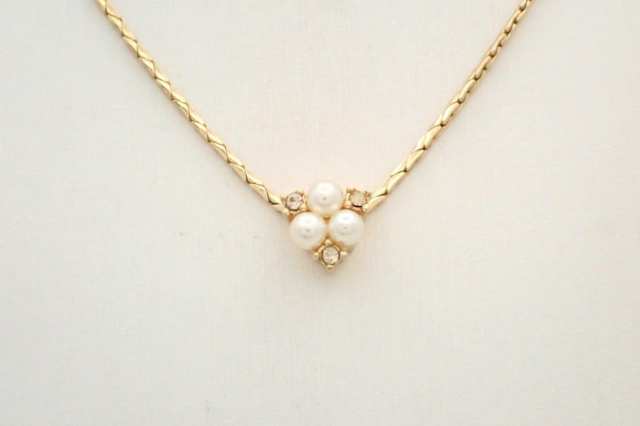 Christian Dior Vintage Faux Pearl Cluster Necklace