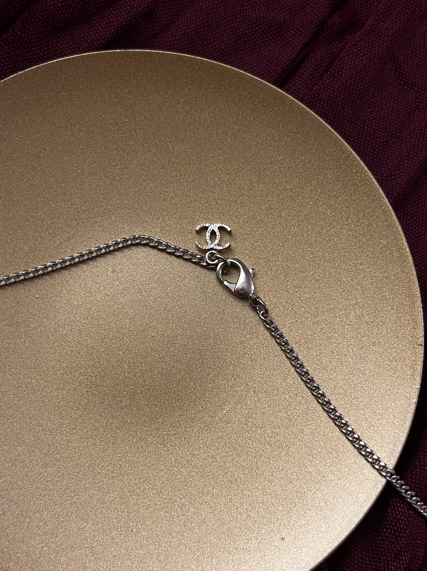 Chanel 2014 Vintage Silver-Tone CC Paris Dallas Medallion Necklace