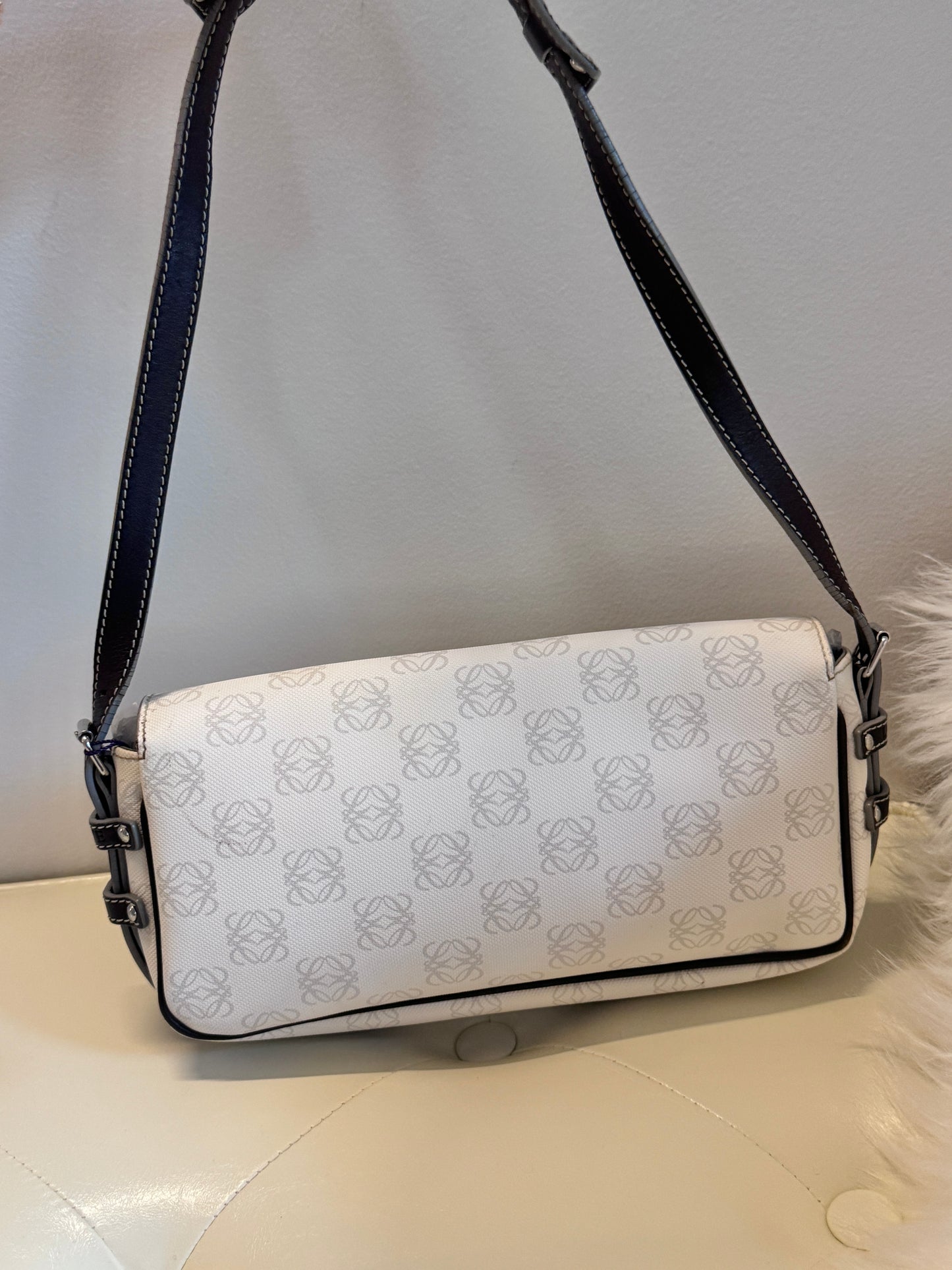Loewe 2000s "Anagram Drift" Monogram Canvas Baguette Shoulder Bag