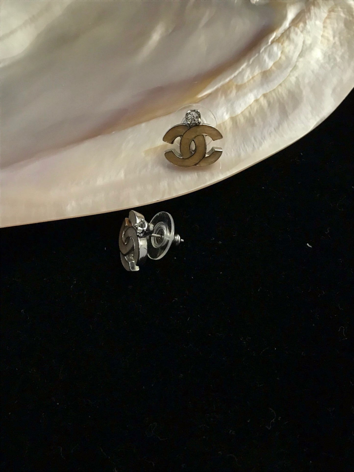 Chanel 2004 Light Orange CC Stud Earrings