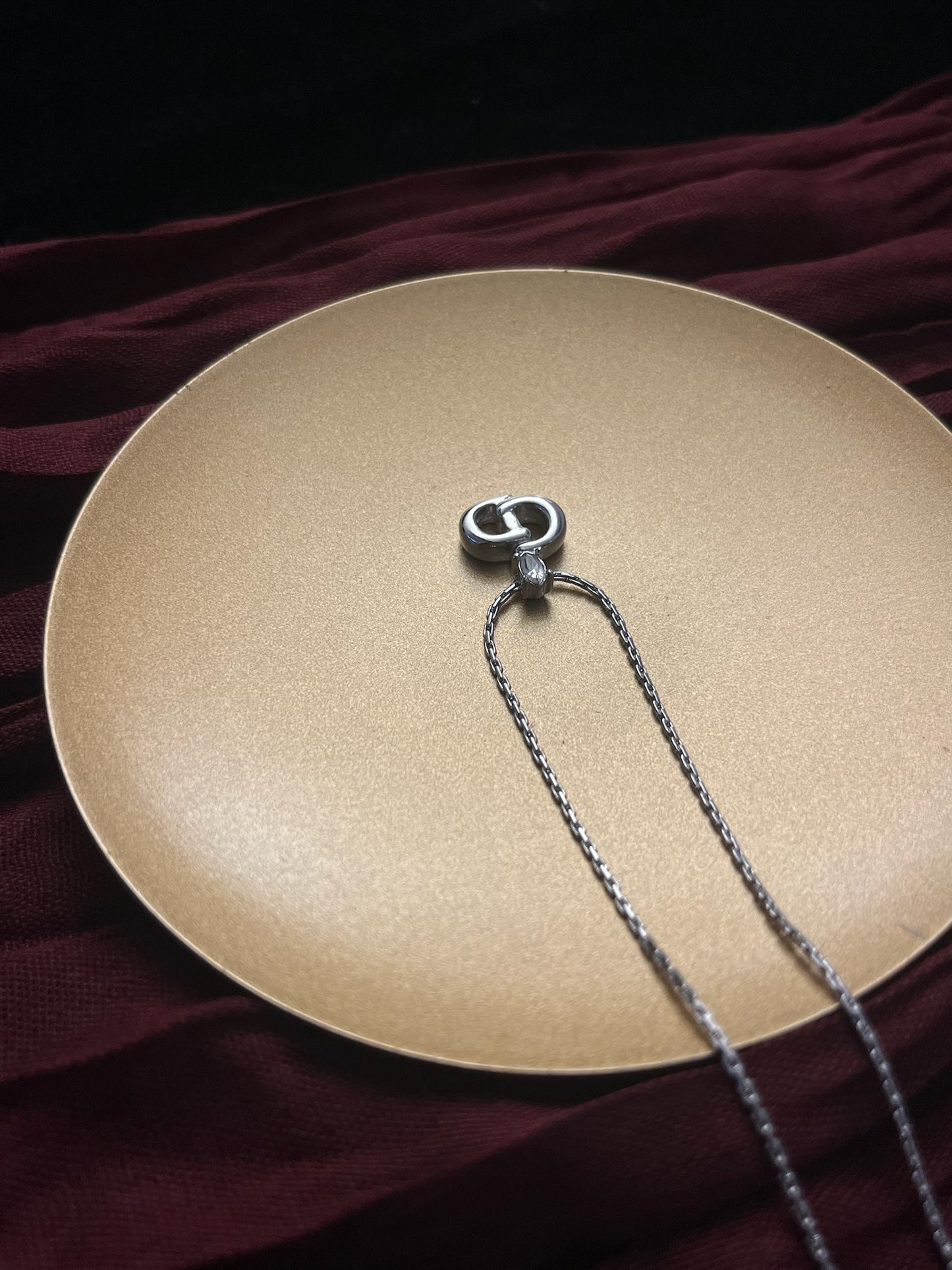 Dior Vintage Silver Crystal Crown CD Necklace