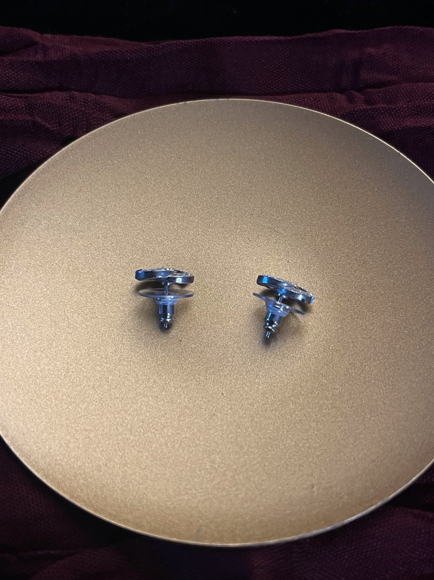 Chanel 2015 Mini Double C Crystal Stud Earrings