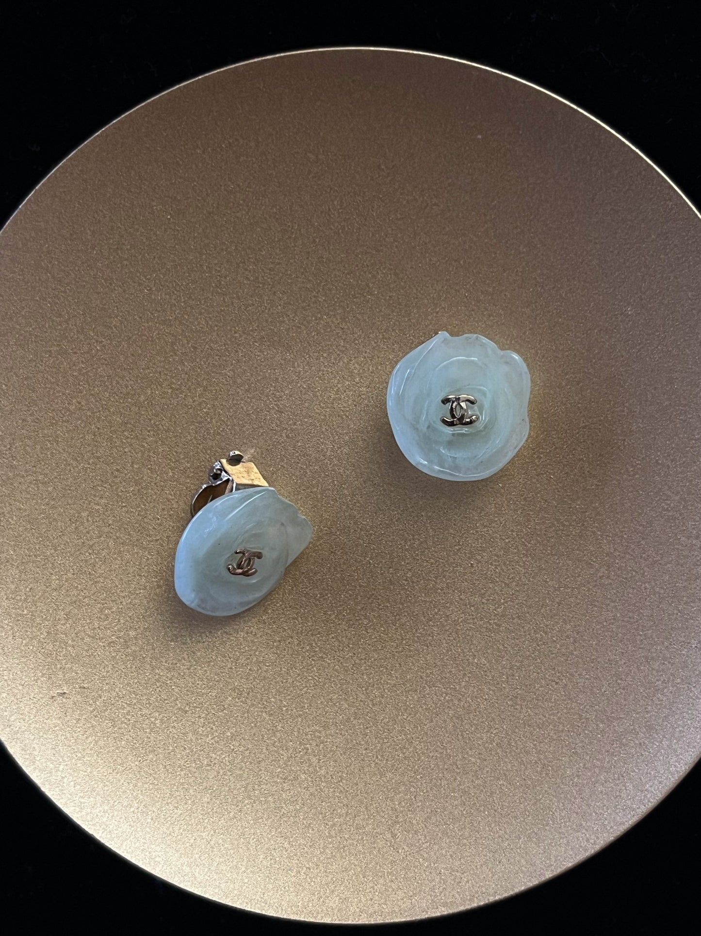Chanel 2002 Camellia Double-C Clip-On Earrings