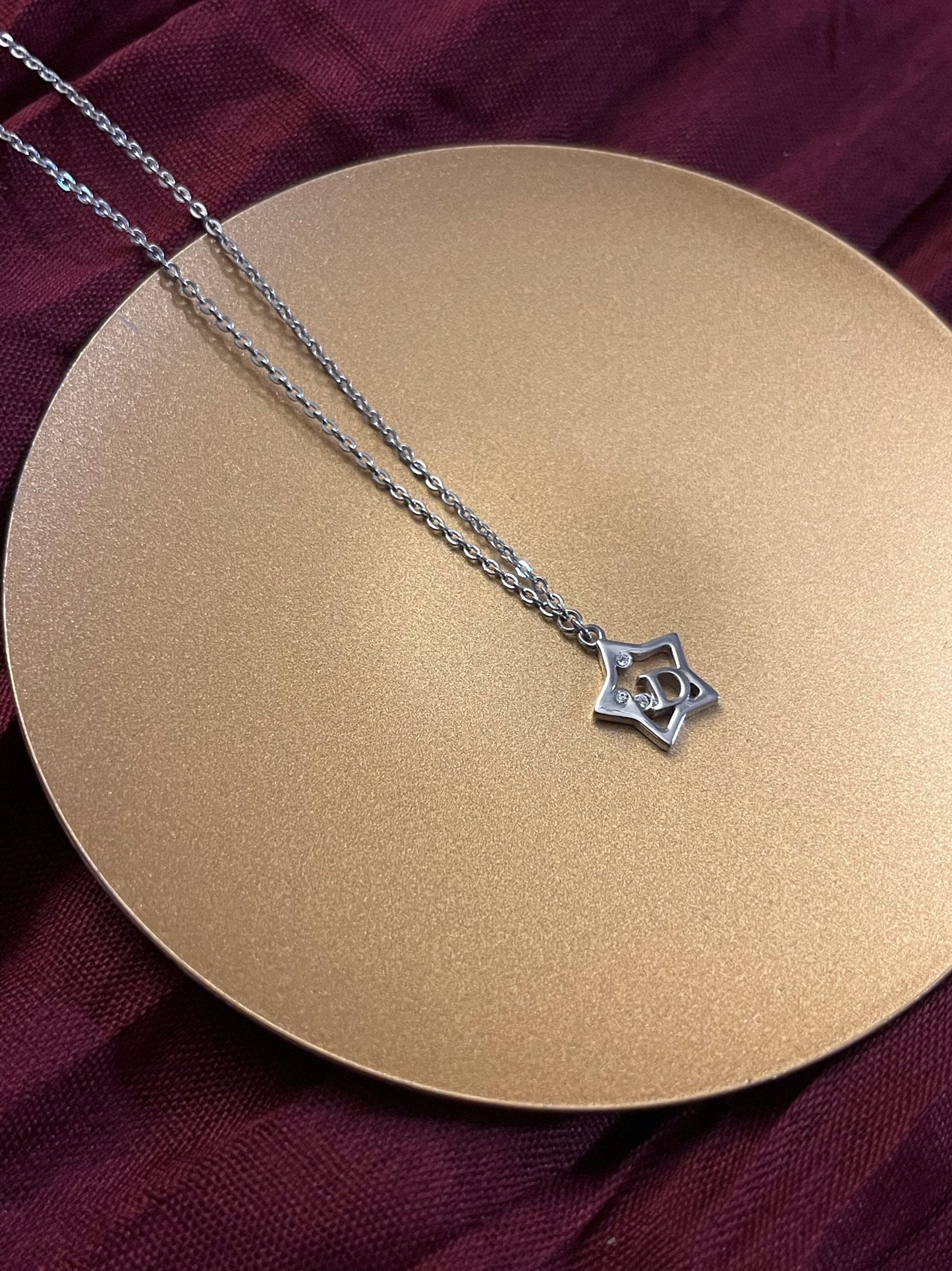 Vintage Dior Silver Openwork Star “D” Necklace
