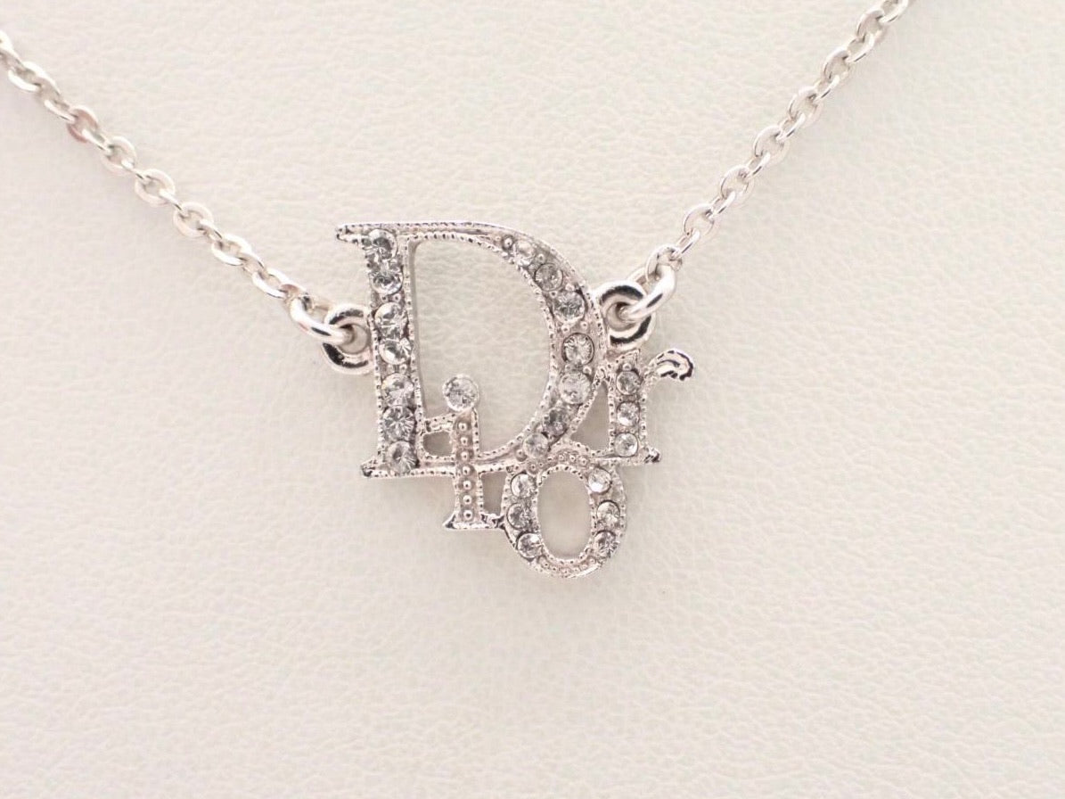 Vintage Dior Silver Crystal “D” Logo Choker