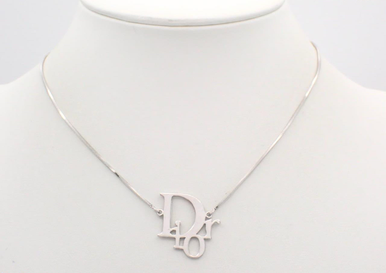 Dior Y2K Silver D Logo Choker Necklace