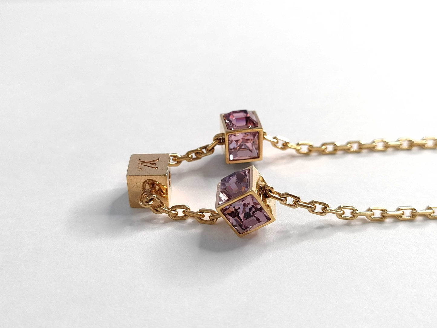 Vintage Louis Vuitton Purple Crystal Two-Tone Adjustable Necklace