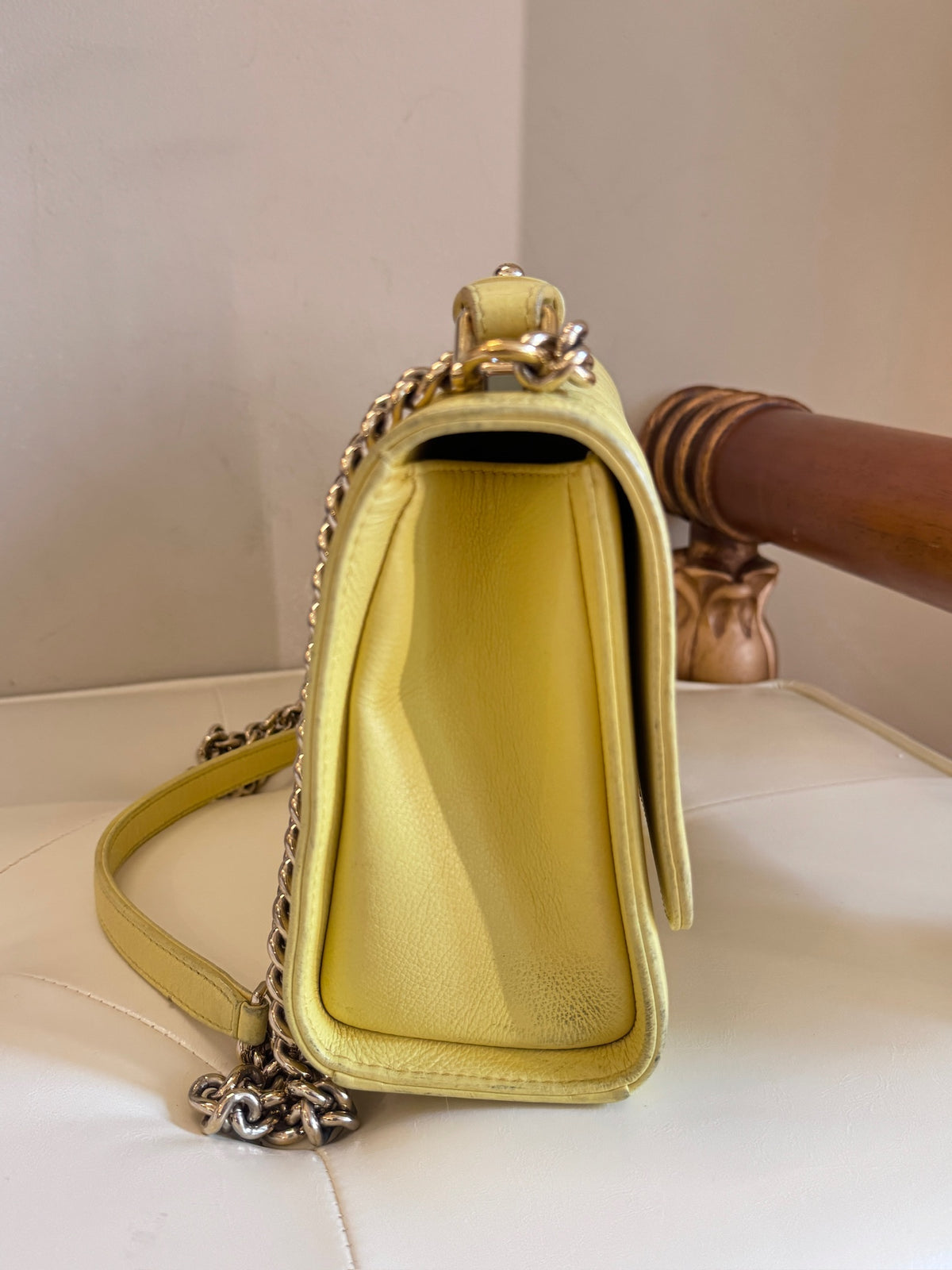 Chanel Yellow Quilted Leather Chain Shoulder Bag