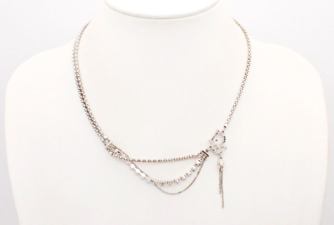 Dior Vintage 2010s Draped Crystal CD Statement Necklace