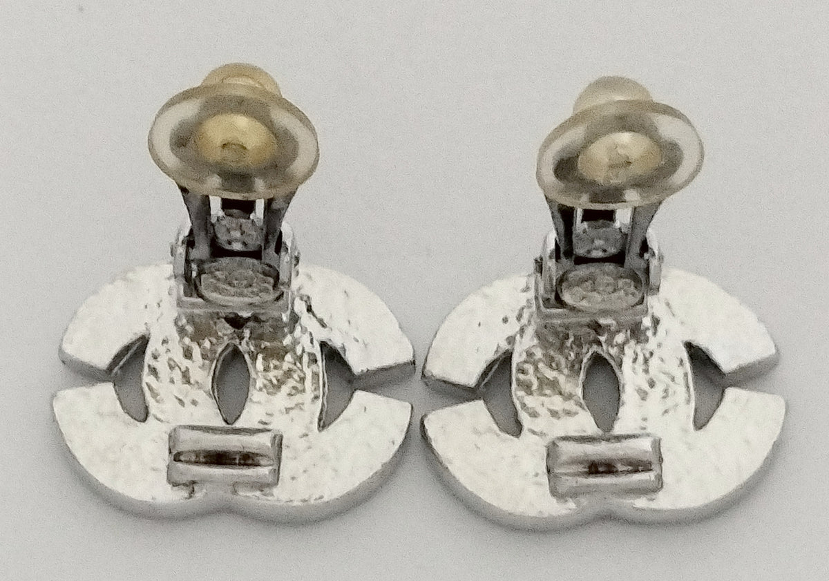 Chanel 2001 Diamanté Oval CC Clip-on Earrings