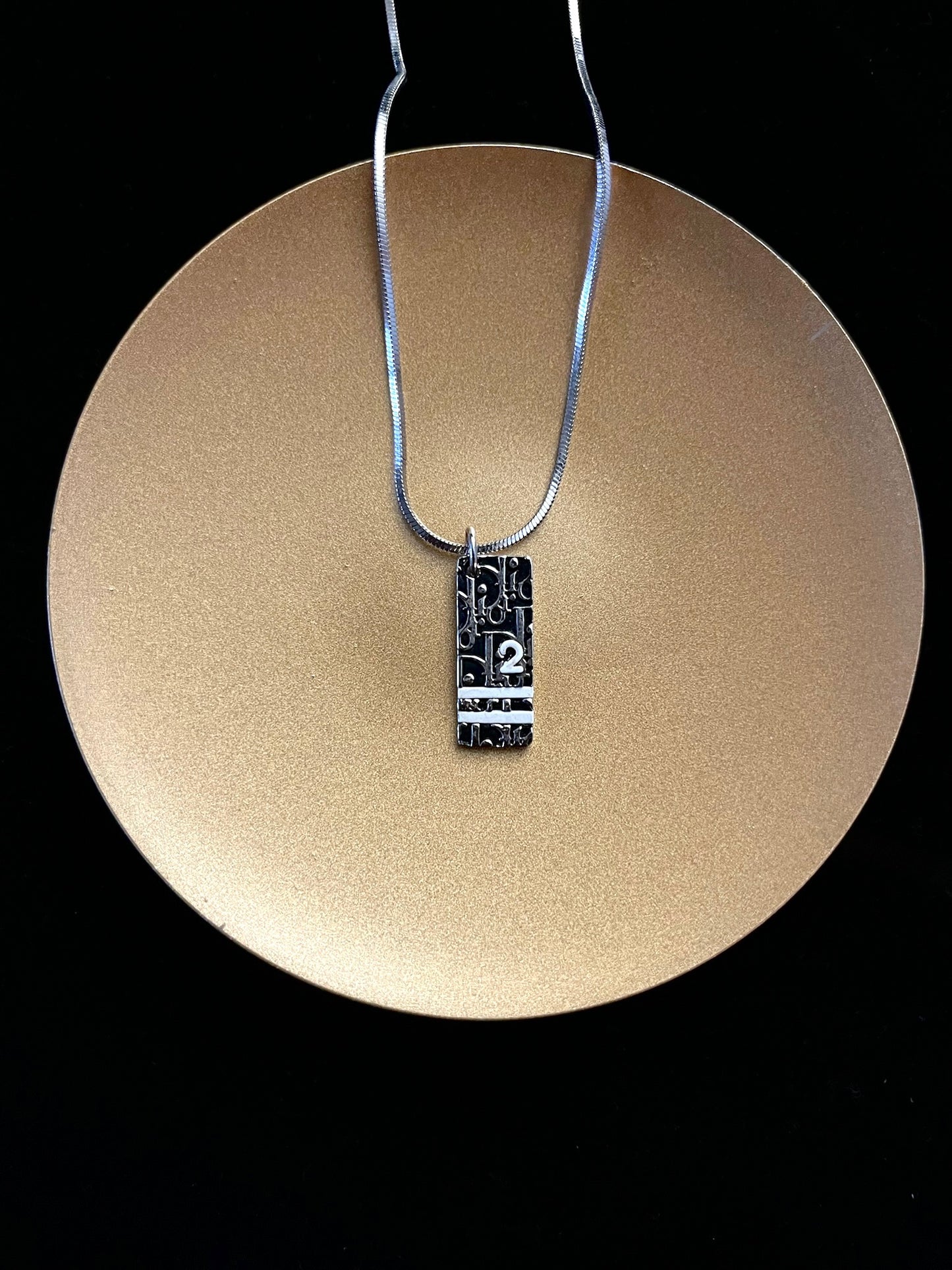 Dior Vintage Black Long “No.2” Sports Tag Necklace