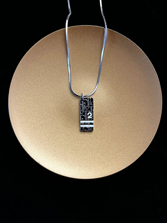 Dior Vintage Black Long “No.2” Sports Tag Necklace