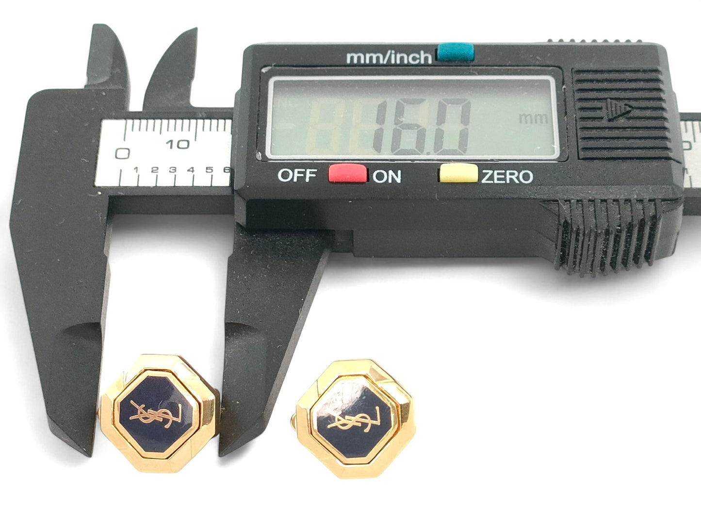 YSL Black & Gold Classic Logo Ear Clips