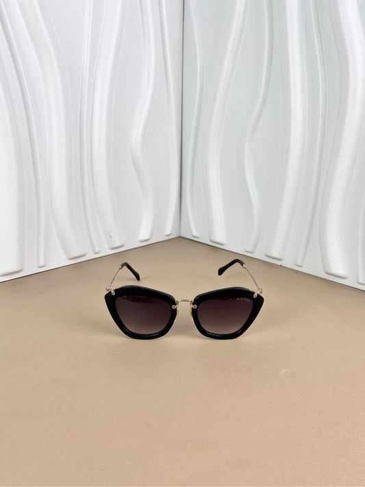 Miu Miu Black Cat-Eye Sunglasses with Gold Arms