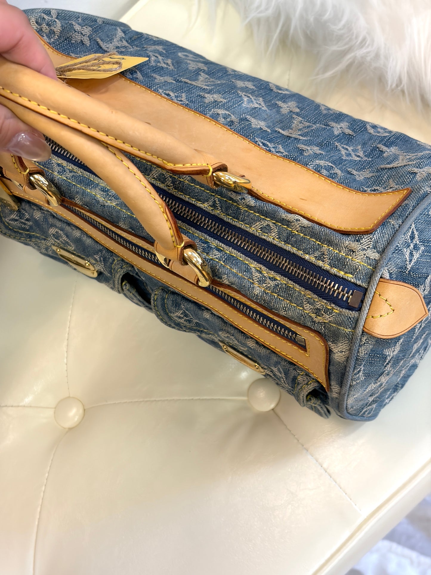 LV Vintage Blue Denim Tote