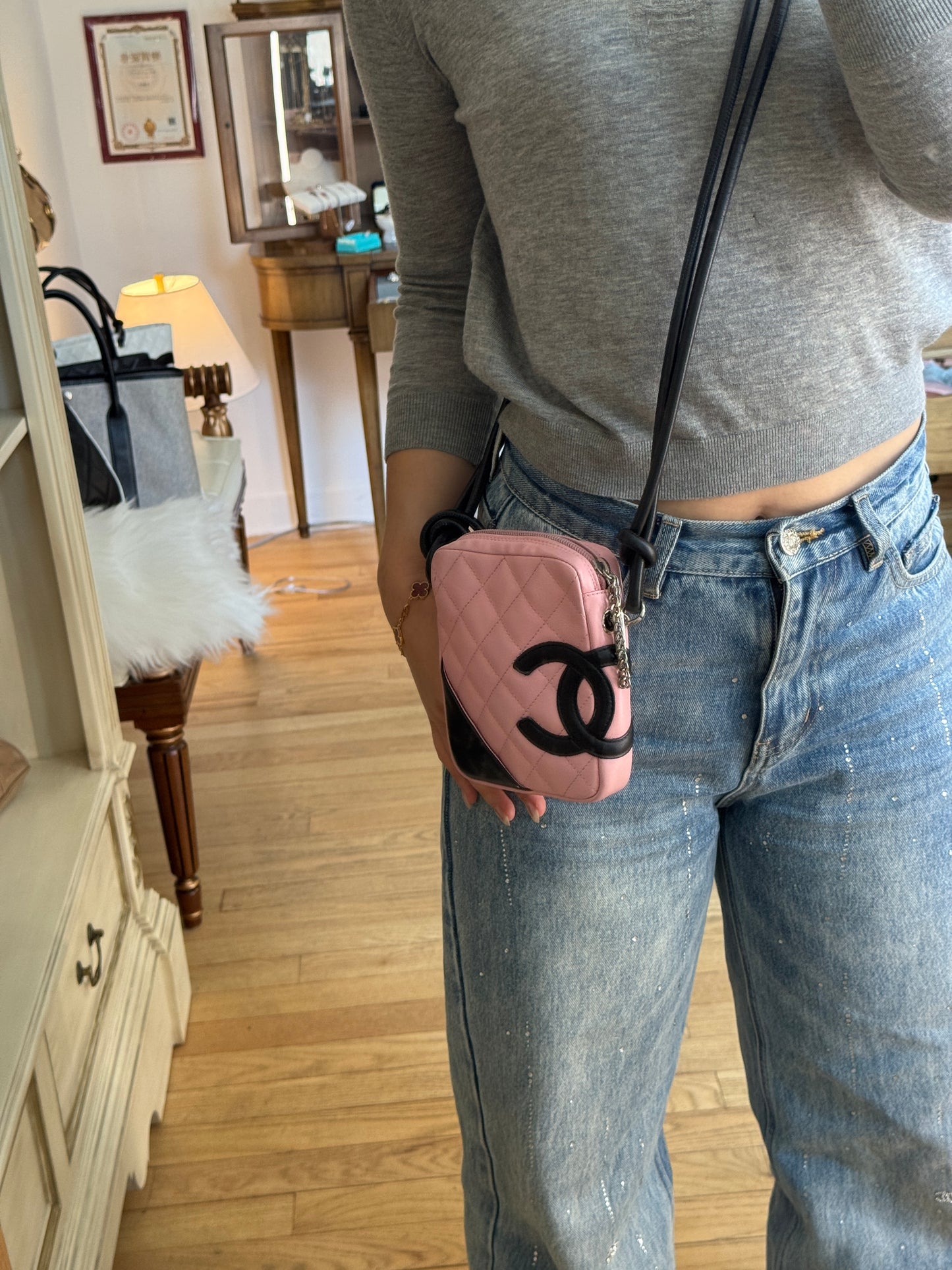 Chanel Vintage Cambon Ligne Quilted Crossbody Bag – Pink & Black