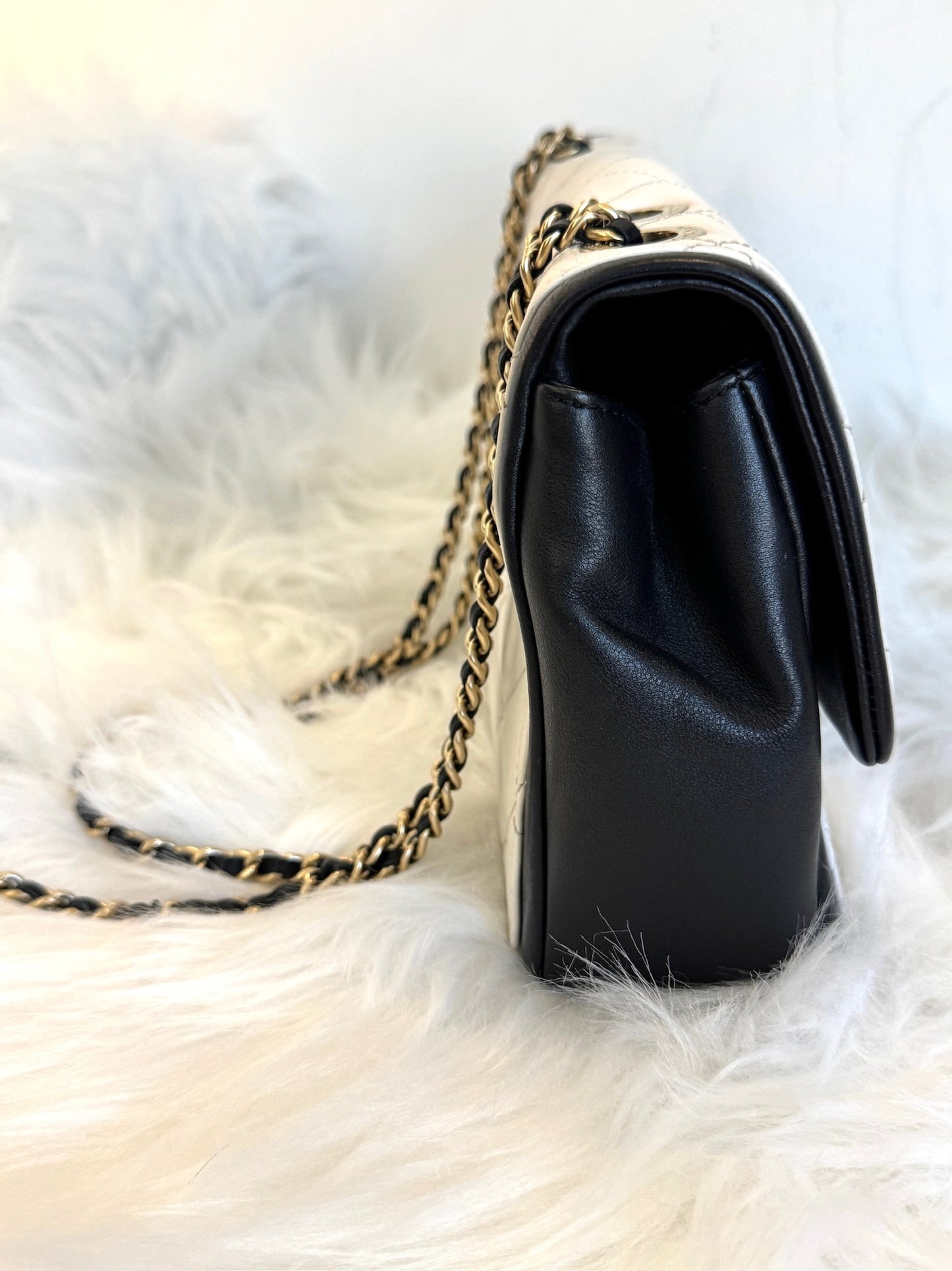 Chanel Black and White Bicolor Quilted Flap Bag