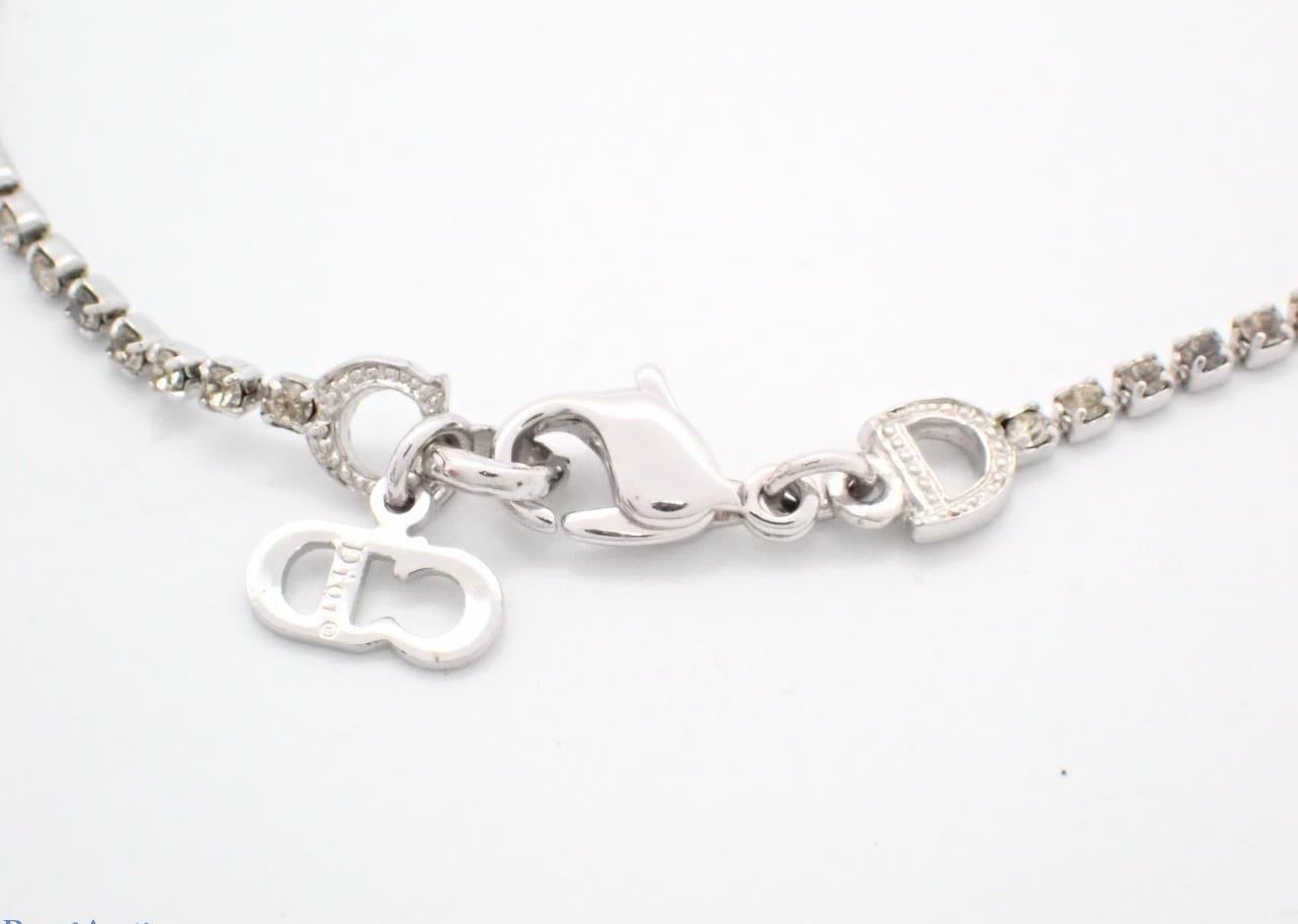 Vintage Dior Silver-Tone Pavé “D” Logo Bracelet