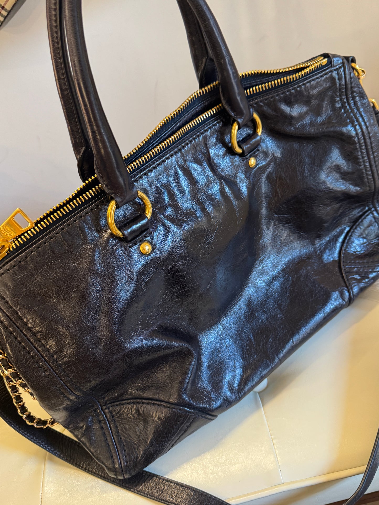Prada Vitello Shine Leather Chain Large Tote Bag