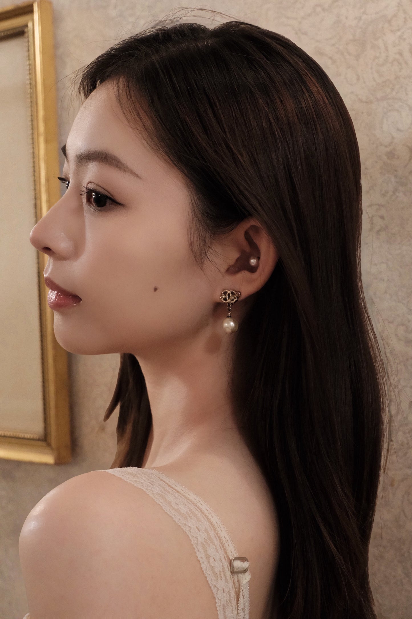 Chanel 2011 Vintage CC Pearl Drop Earrings
