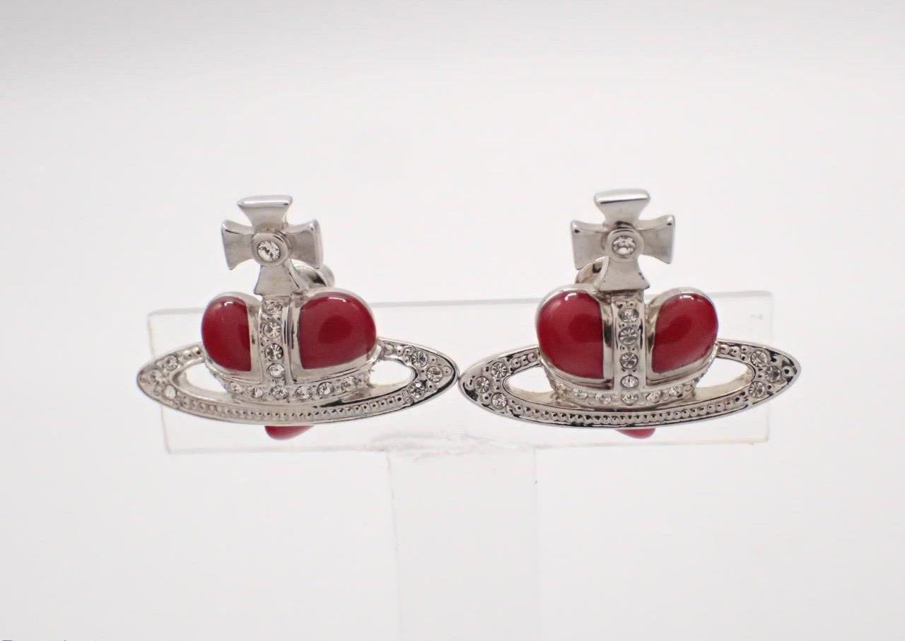 Vivienne Westwood Red Heart Orb Earrings