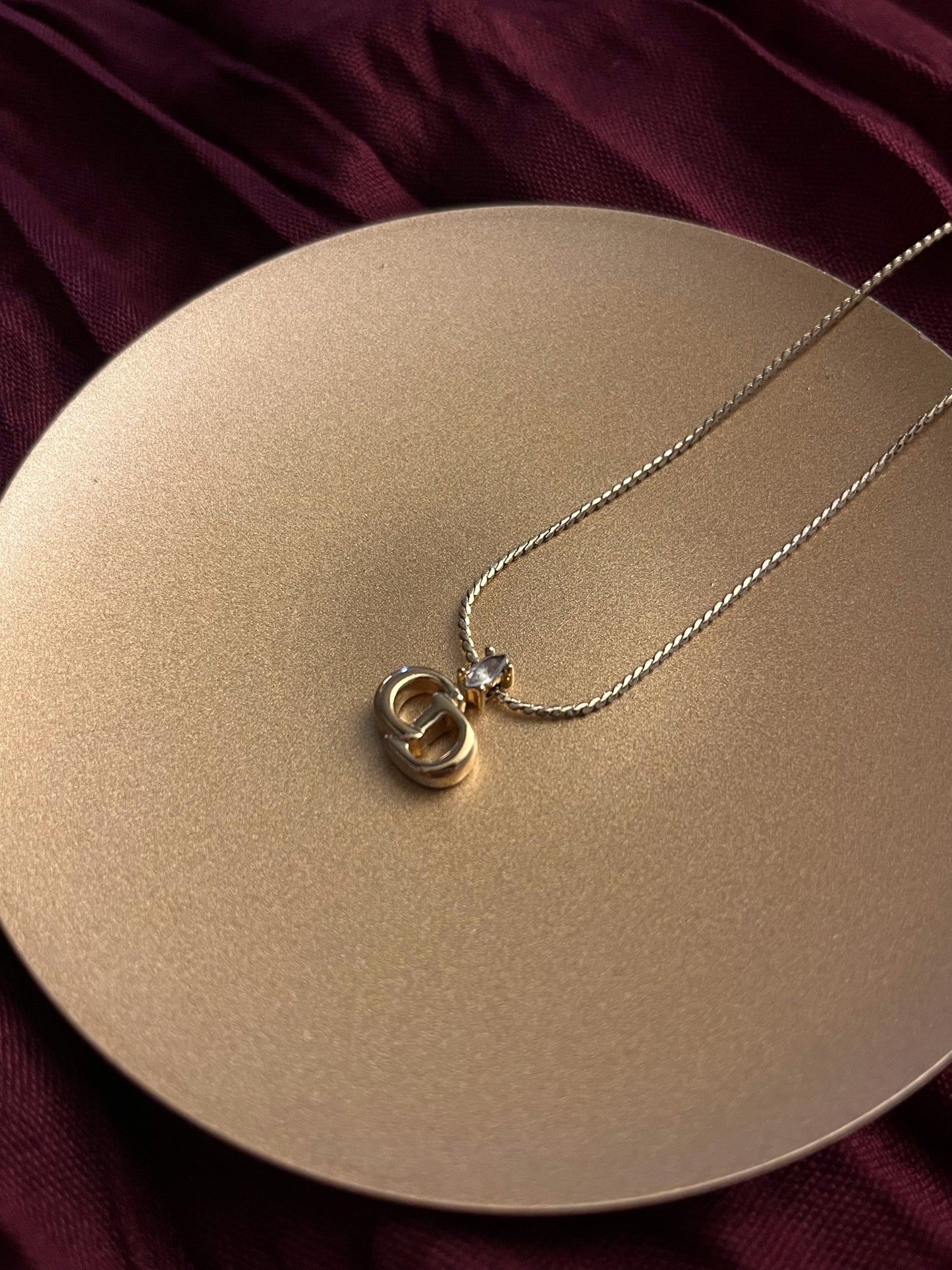 Vintage Dior Gold-Tone CD Logo Pendant Necklace