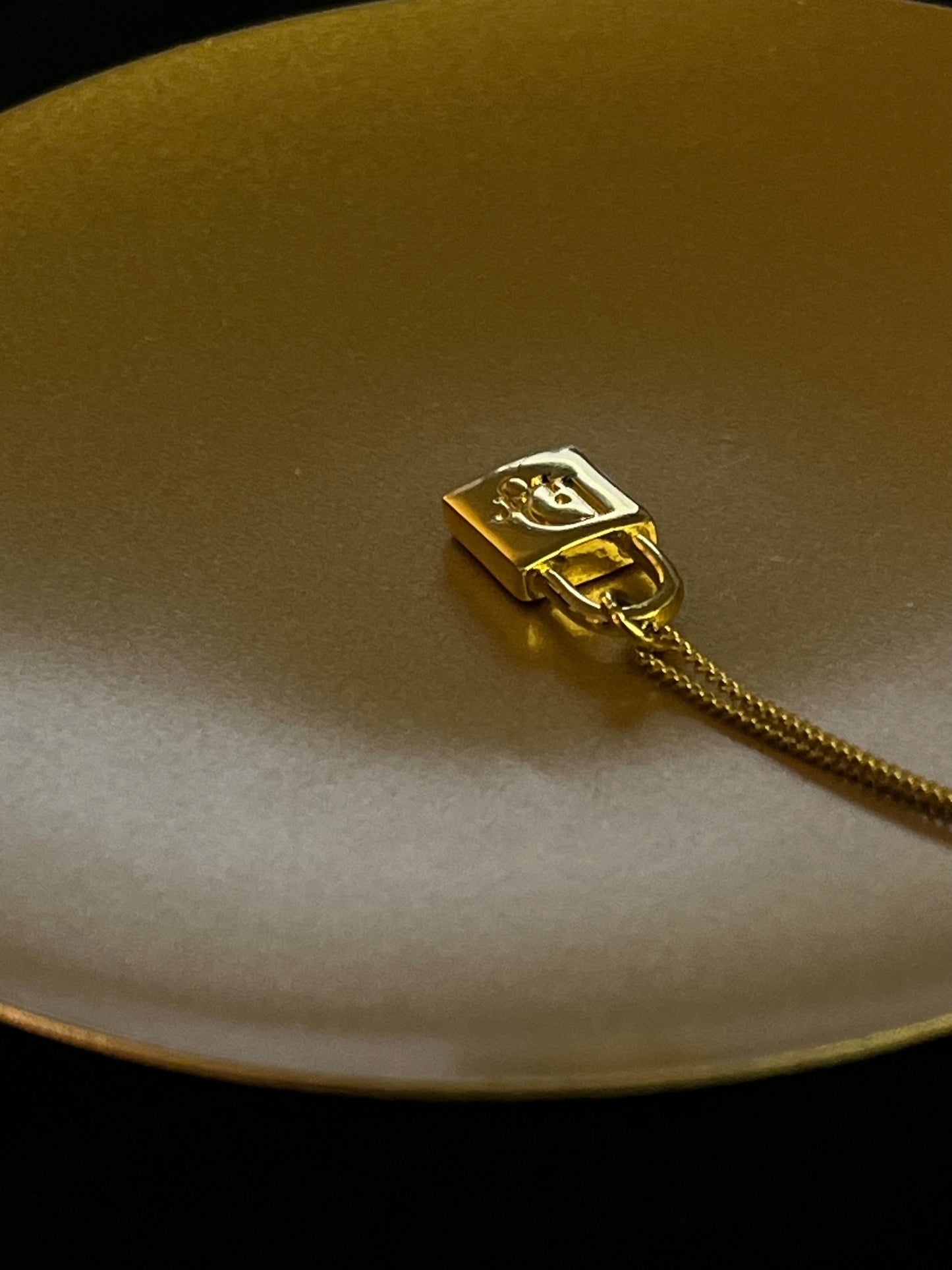 Vintage Dior Gold Padlock Pendant Necklace