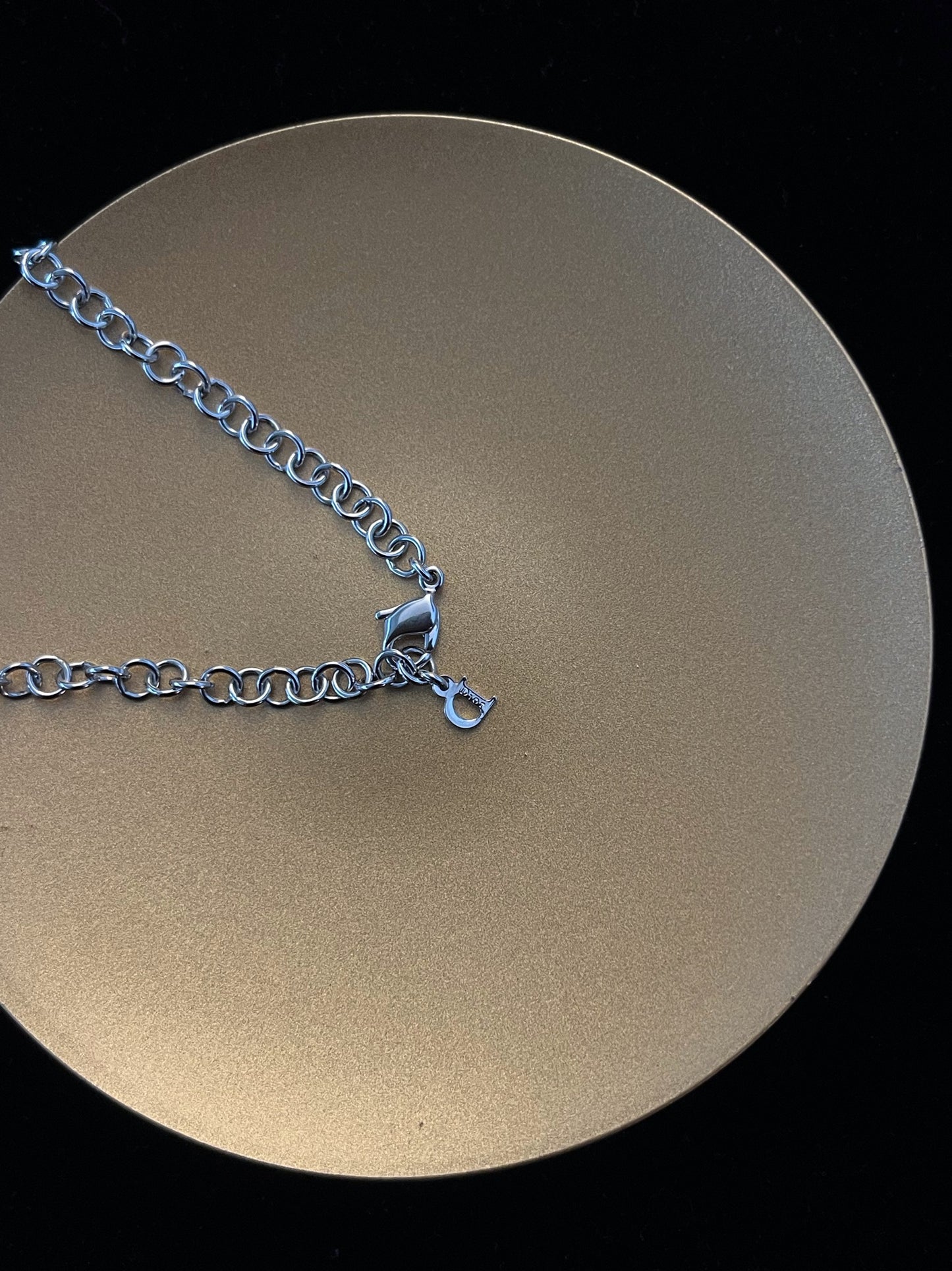 Vintage Dior Flower Logo Charm Bracelet – Silver Tone