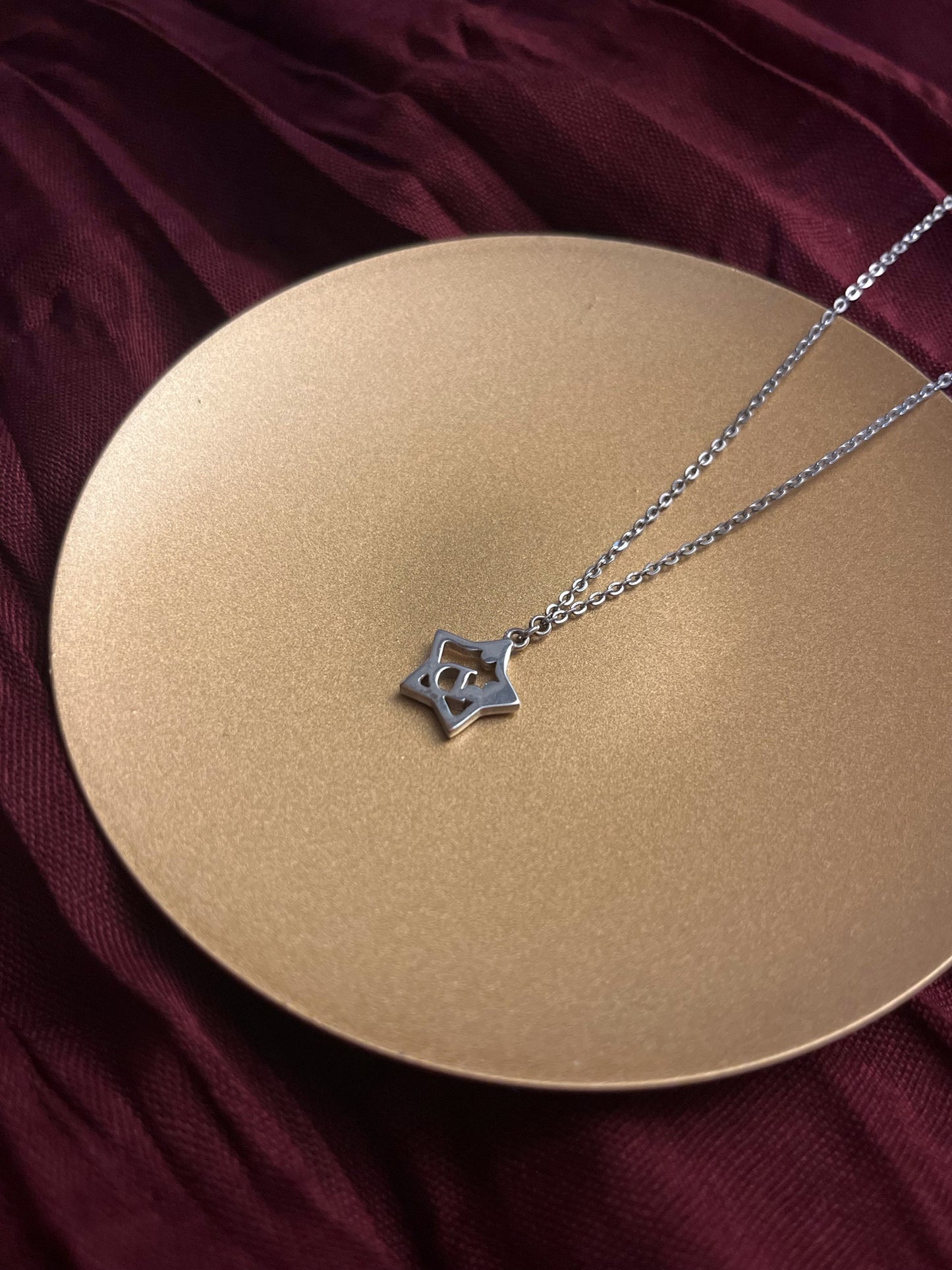 Vintage Dior Silver Openwork Star “D” Necklace
