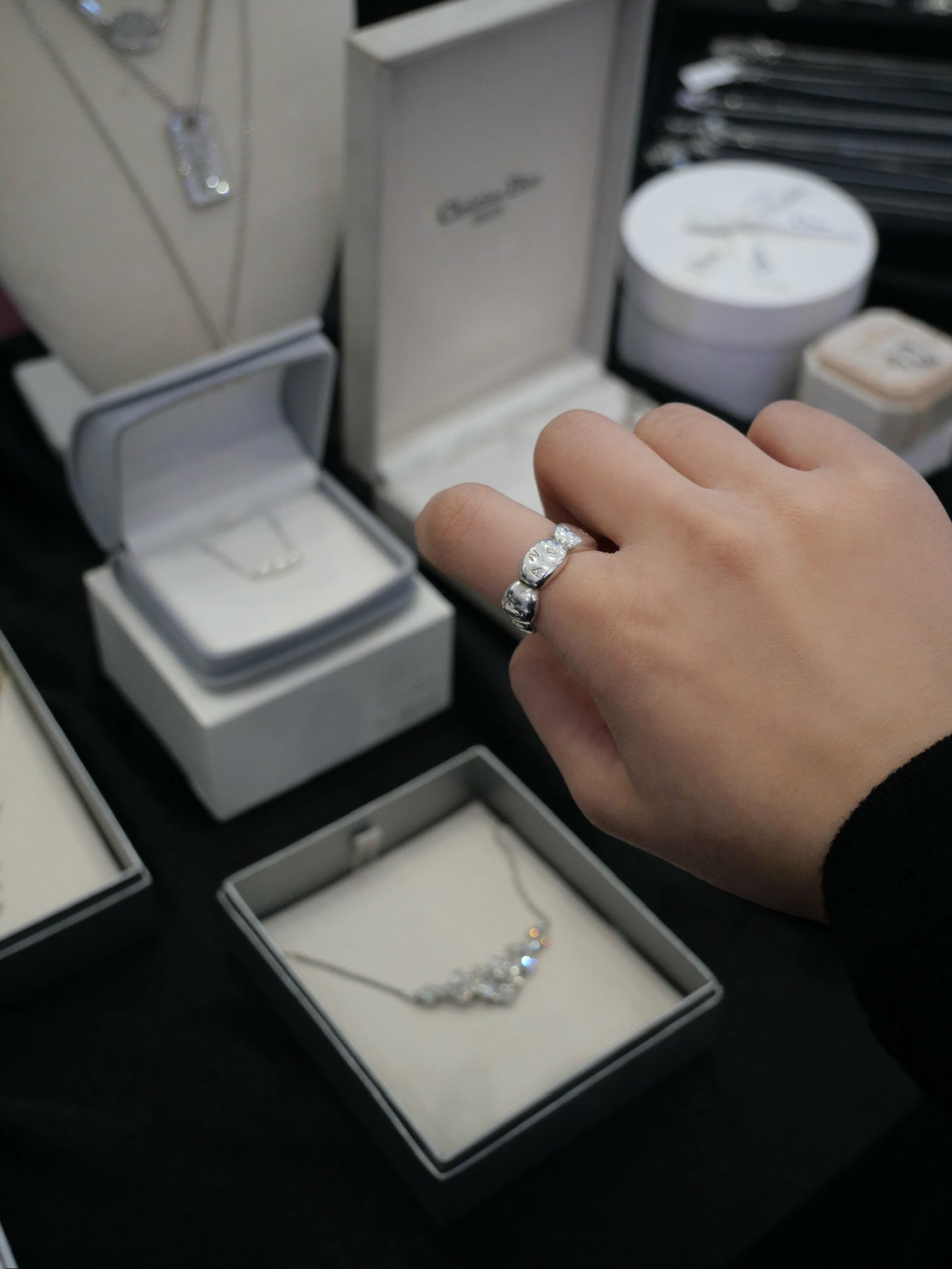 Chanel 2000s Sterling Silver “Cloud” Logo Ring