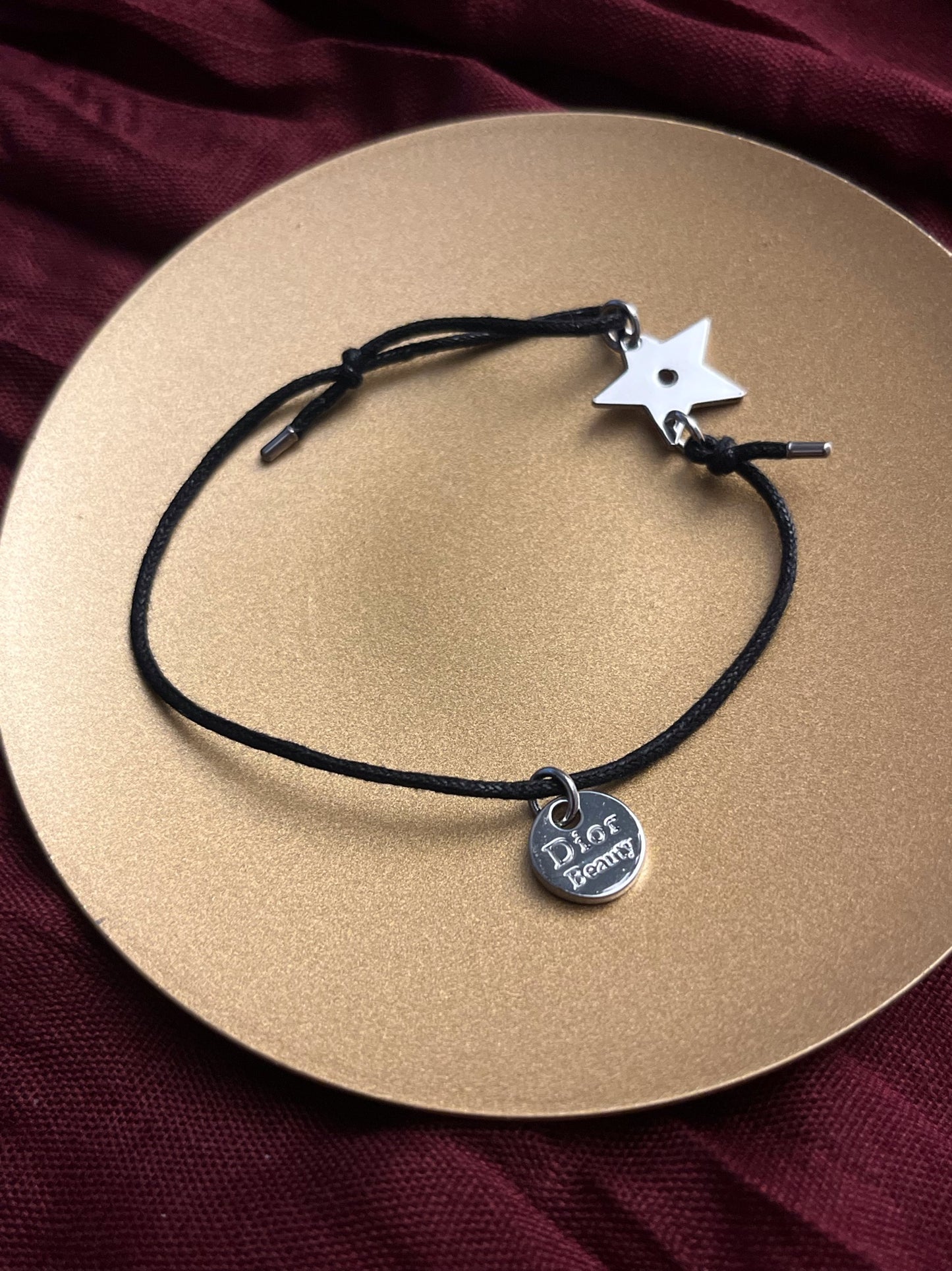 Dior Adjustable Cord Bracelet Set – Black Star & Pink Hand Charm