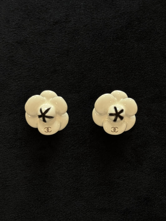 Chanel Vintage Camellia Clip Earrings